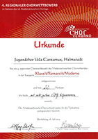 Wettbewerbsurkunde Jugendchor